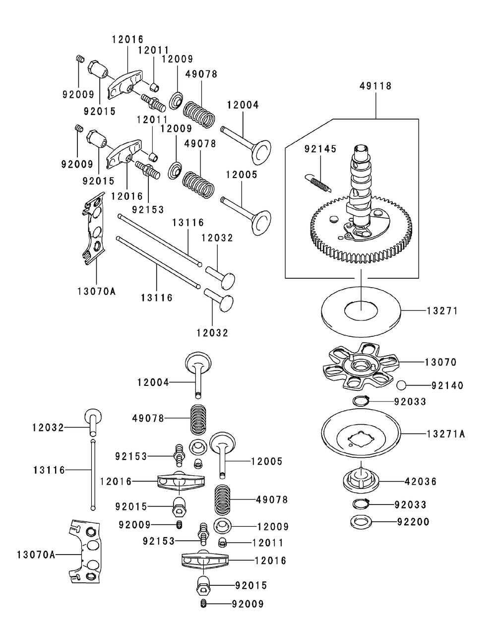 Fh641v-Aw04 Valve And Camshaft Diagram and Parts List for ENFORCER48 53AI3AGV750-21HP Cub Cadet Lawn Tractor